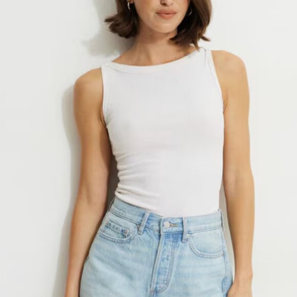 Nola Ribbed Tank Top White | Dynamite - Picture 3 of 3